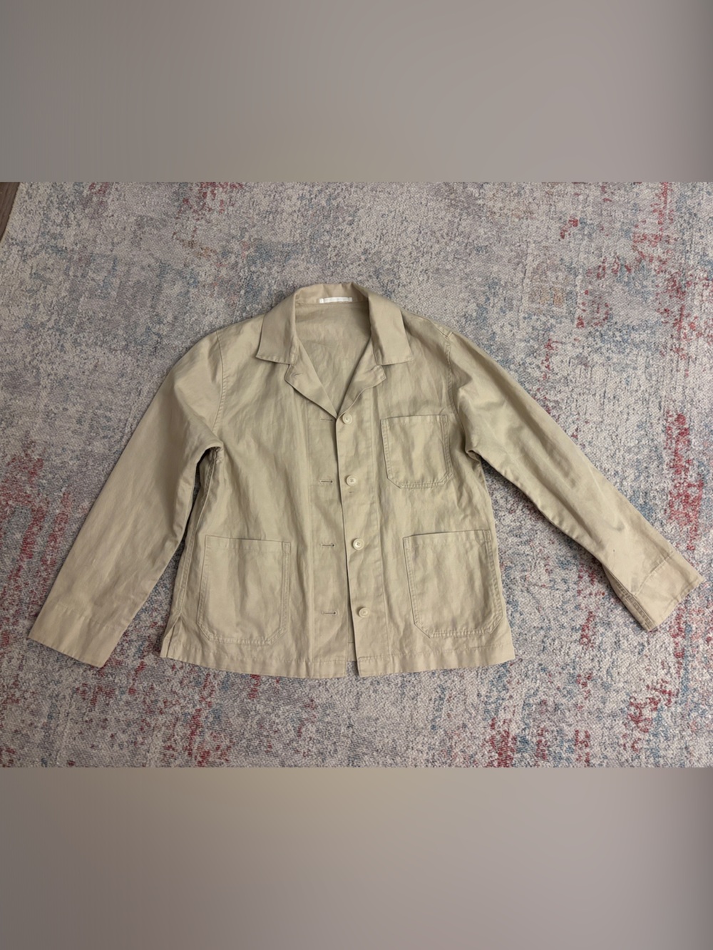 Uniqlo Light Beige Utility Jacket - Button-Front Women's Coat